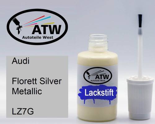 Audi, Florett Silver Metallic, LZ7G: 20ml Lackstift, von ATW Autoteile West.